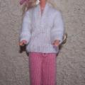 Barbie pantalon rose pull blanc